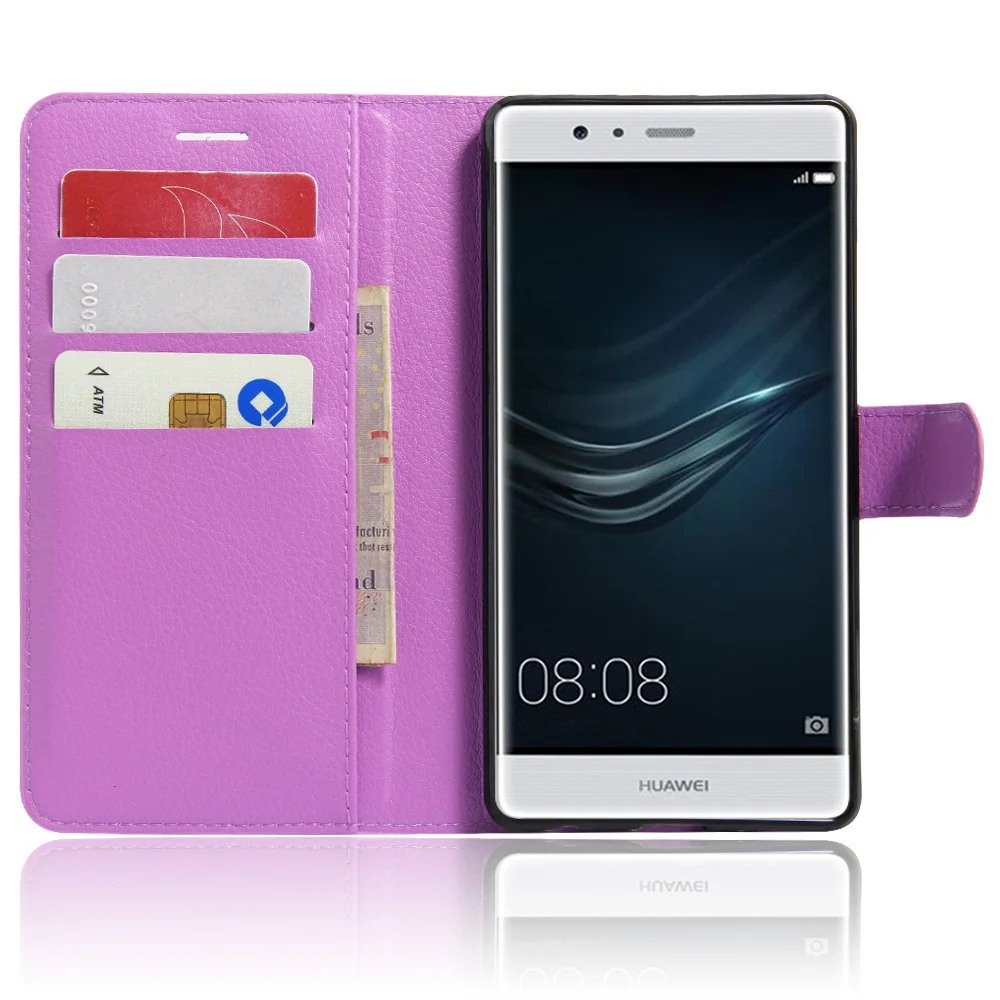 

Fashion Litchi Texture Leather Case for Huawei P9 Plus Flip Cover Case Wallet Stand Style Protective Shell With Card Slot