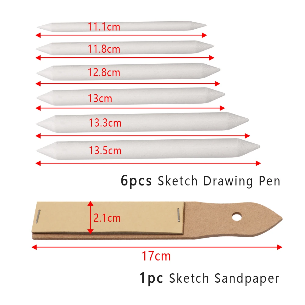 6 шт. эскизная бумага, Песочная бумага, карандаш, точилка для рисования, эскизная ручка для смешивания, пень, палочка, тортильон, эскиз, ручка для рисования, инструмент