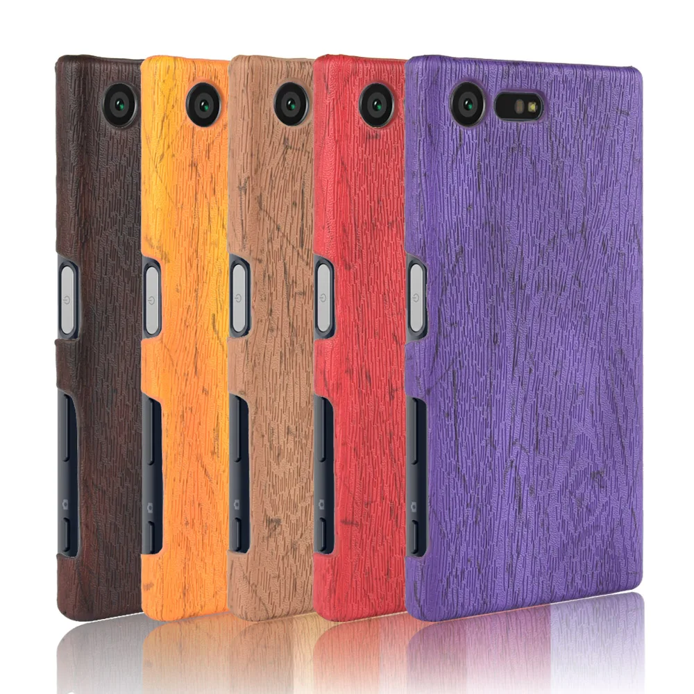 

For Sony Xperia X Compact F5321 Case Hard PC+PU Leather Retro wood grain Phone Case For Sony X Compact Cover Luxury Wood Case