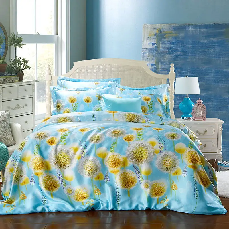 Summer Bedding set imitated Silk bed linens 4pcs luxurious bedclothes