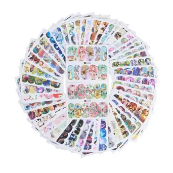 

50pcs Flower 3D Nail Art Stickers Decoration Decals Manicure Muticolor Butterfly cat animal nail sticker Decoration Tips 2U0517