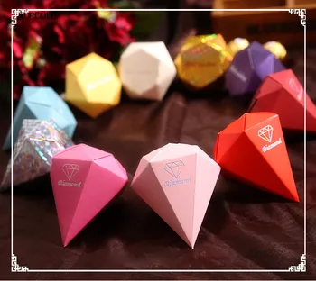 

(10 Color) 100pcs Diamond Candy Box Wedding Favour Boxes Red Gold Silver Sweet Gift Box Casamento Wedding Favors and Gifts