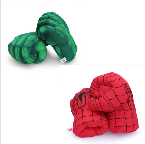 Ceny 13 Incredible Hulk Smash Hands + Spider Man pluszowe rękawiczki Spiderman wykonywanie zabawki rekwizyty darmowa wysyłka