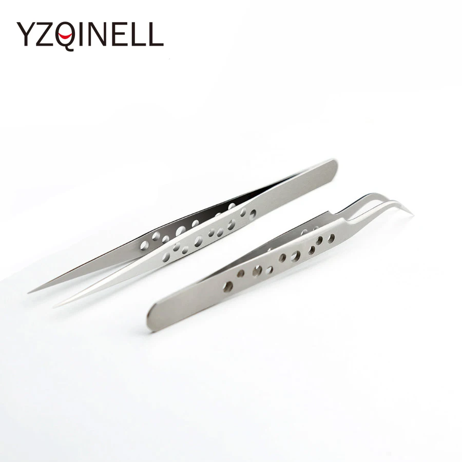 

High Quality Steel Tweezers for Eyelash Extension Nine Holes Straight or Curve Tweezers Needle Nipper Face Care Tools