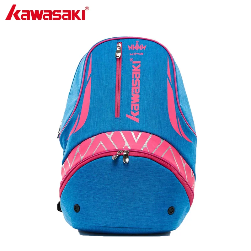 

Kawasaki New Badminton Bag Backpack Three Racket Capacity Unisex Blue Badminton Tennis Racket