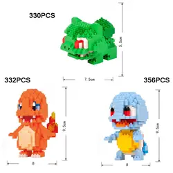 Классический мультфильм игры тыкать Зеленый Красные, синие ранние gosanke nanoblock Squirtle Bulbasaur Charmander micro diamond блок игрушечные лошадки