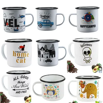 

350 ml Enamel Coffee Mug Outdoor Travle Cup Breakfast Milk Tea Mug for Unique Best Gift