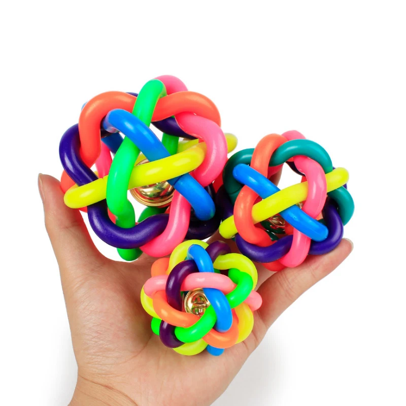 2019 New Rainbow Ball Pet Toy Dog Chew Toy With Bell For Cat Small Dog Chihuahua Yorkshire Poodle Interactive Pet Product