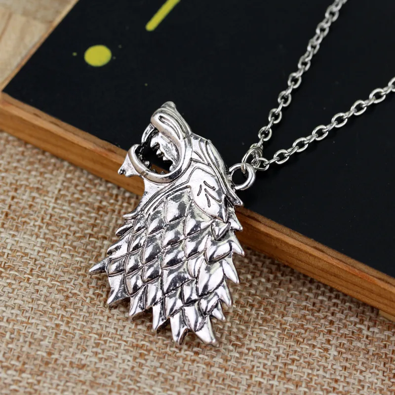 game of thrones necklace song of ice and fire vintage stark dire wolf antique silver pendant for men and women wholesale game of thrones necklace song of ice and fire vintage stark dire wolf antique silver pendant for men and women wholesale