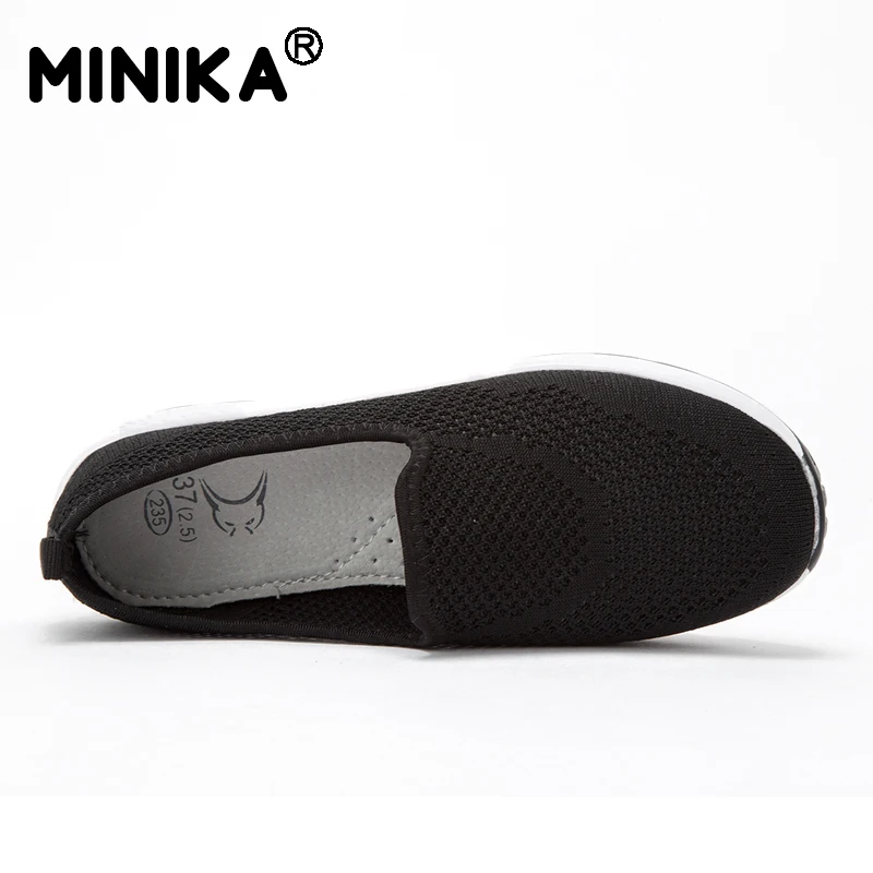 Minika/2017 г. Летние повседневные туфли на танкетке с дышащей сеткой женская обувь