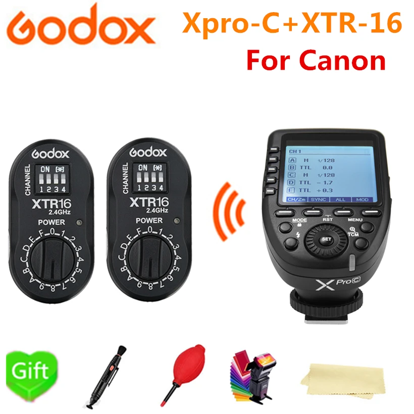 2 * Godox XTR 16 приемник + XPro C Flash E TTL HSS 4G Wireless X System Trigger для Canon DSLR V850II TT685C|Пульты и