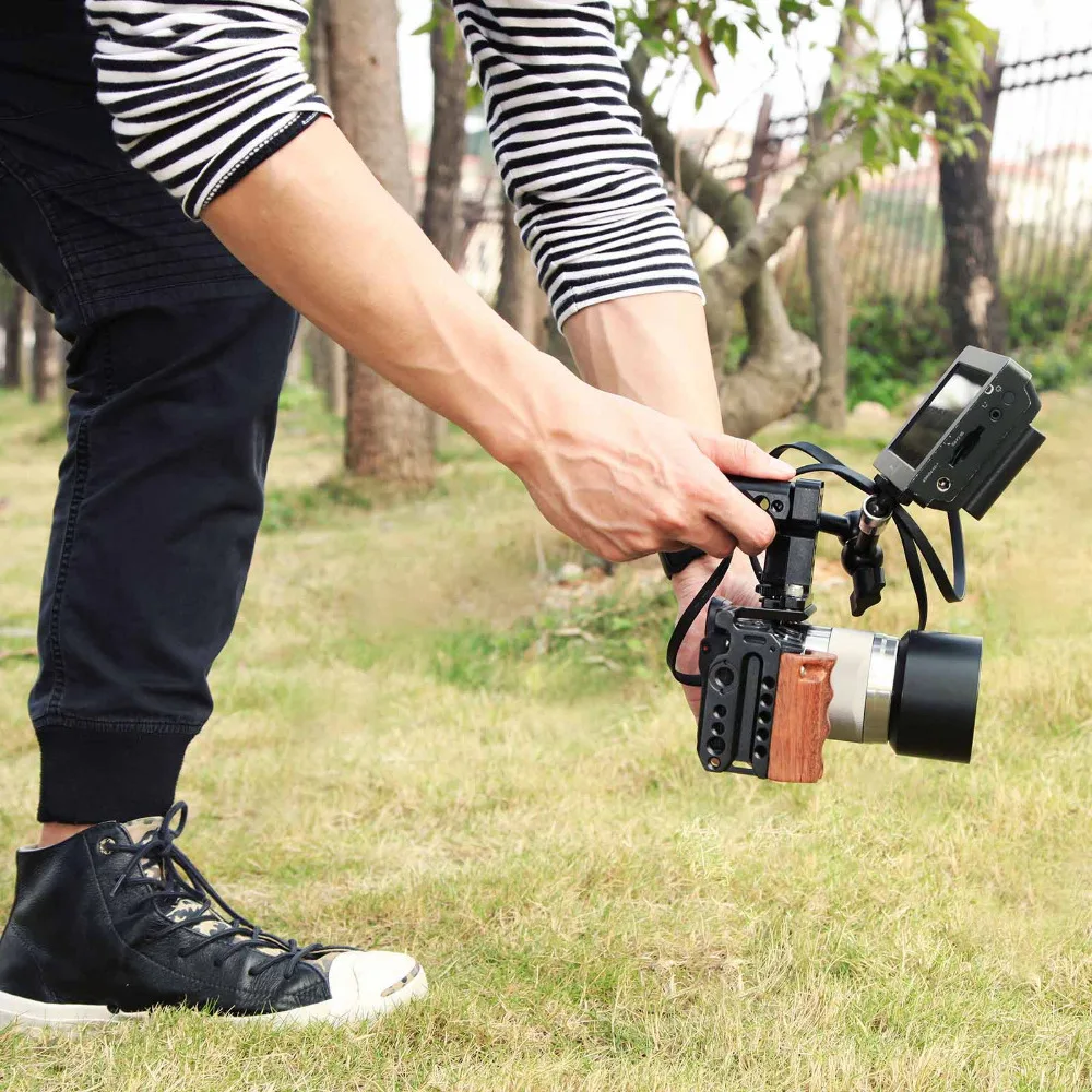 Клетка стабилизатор для камеры Sony A6500 с деревянной ручкой|kit kits|kit camerakit wood |