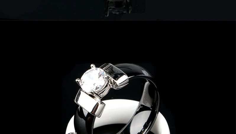 Новое черное керамическое свадебное кольцо 6 мм Ширина Белый Bling плюс кубический цирконий для женщин Нежный кабошон гладкие обручальные кольца для мужчин