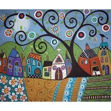 На заказ Алмазная картина eigen foto мультфильм дом дерево Мандала картина Полная площадь/круглые фильмы для украшения дома птица