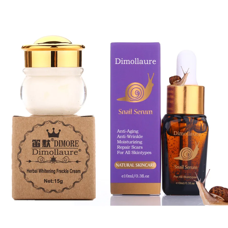 

Dimollaure herbal whitening cream +Snail serum Moisturizers Freckle melasma speckle sunburn pigment Melanin Acne Spots face care