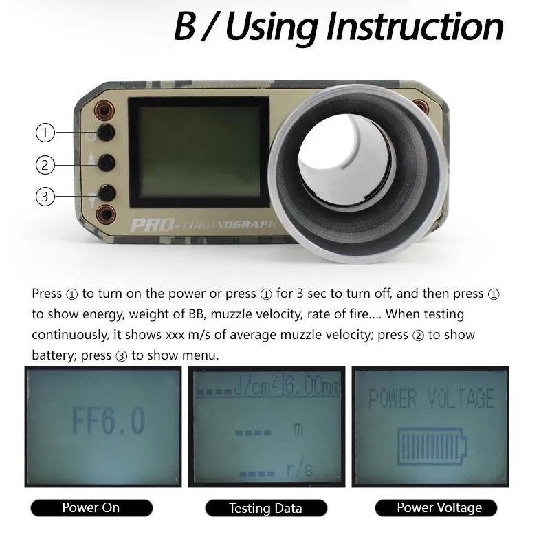 X3400 страйкбол BB тестер скорости стрельбы чип тахометр Pro хронограф для охоты тестер для стрельбы