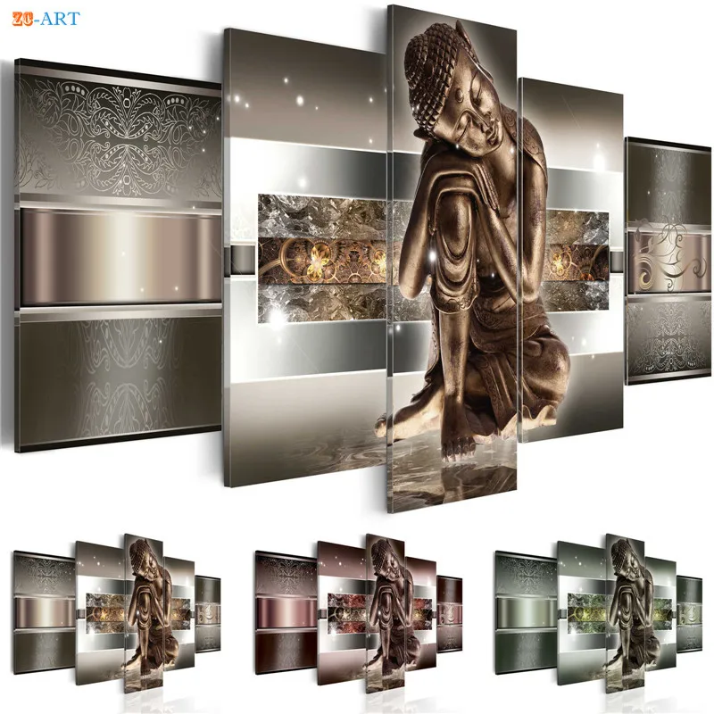 

Buddha Statue Prints Poster Wall Painting 5 Pieces Canvas Art Modular Pictures for Living Room or Bedroom Home Decor