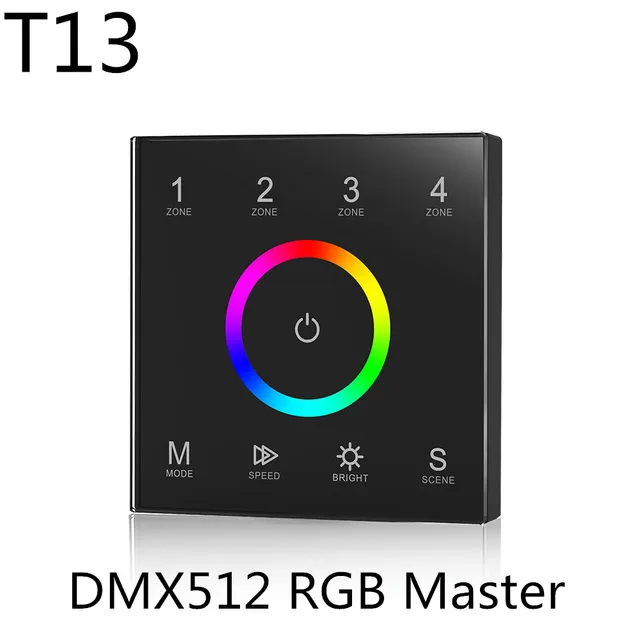 85-265VAC 4 Zones 2.4G Brightness RGB/RGBW Touch Panel Remote Control Wall mounted Touch Panel DMX512 Master RF 2.4G RemoteT11-1