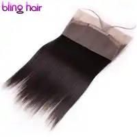 Bling Hair Remy 360 Lace Frontal Closure Brazilian Straight Human Hair Closure With Baby Hair Free Part Natural Color 8-22 Inch