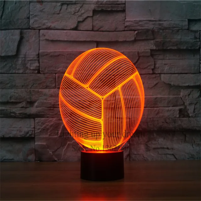 USB LED 3D Lamp Cool Volleyball Shape Touch Sensor Colorful Night Light