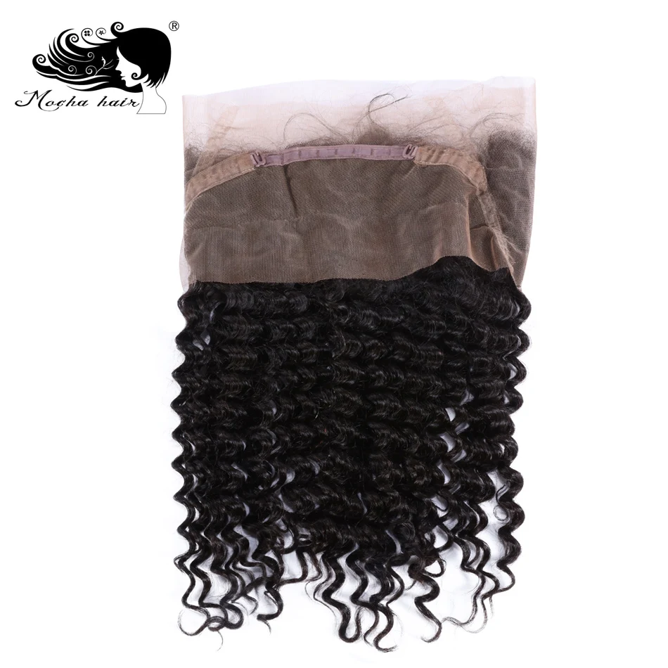Mocha Hair 100% Brazilian Human Remy Hair 360 Lace Frontal Deep Wave Natural Hairline With Baby Hair