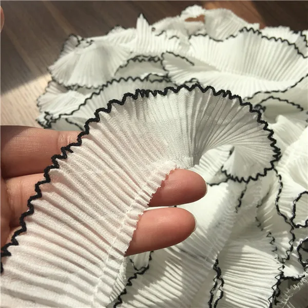 5 см широкие плиссированные шифоновые эластичные Кружевные Гофрированные Обрезанные ленты 3D цветы платье воротник аппликация из гипюра вышивка DIY ремесло