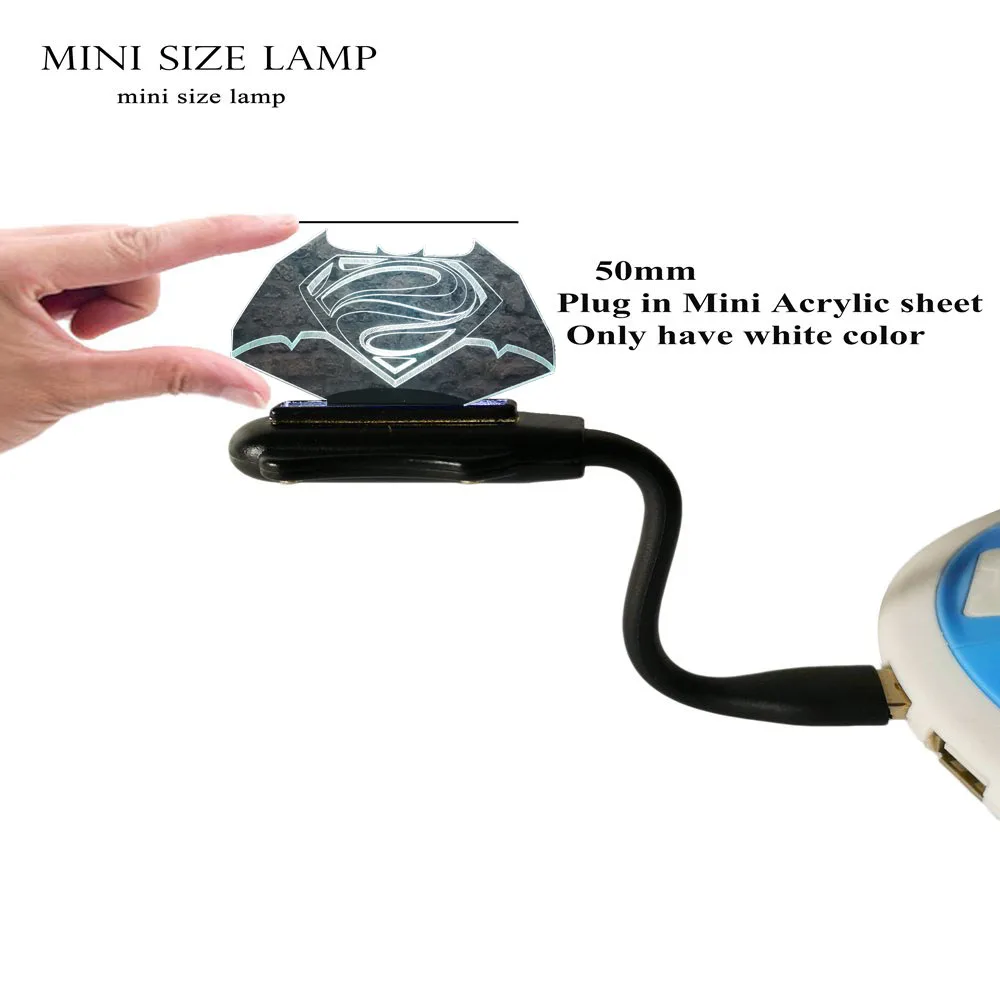 Batman logo Разъем USB размера мини лампа логотип БЭТМЭН прикроватный стол Ночник декор ребенок подарок на Рождество на день рождения игрушка - Испускаемый цвет: Batman logo