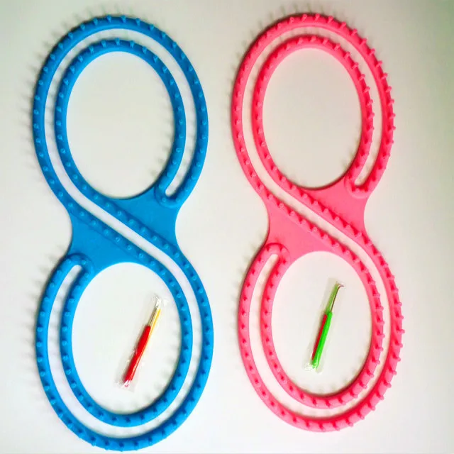 

Knitting loom 8-shaped weaving board tool pink/blue plastic knitting weaving board for sweater scarf blanket