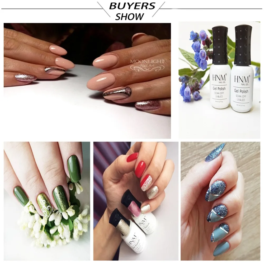 HNM 8ml Bling Platinum Nail Polish UV LED Vernis a Ongle Hybrid Gelpolish Varnish Nail Glue Stamping Paint Nail Art
