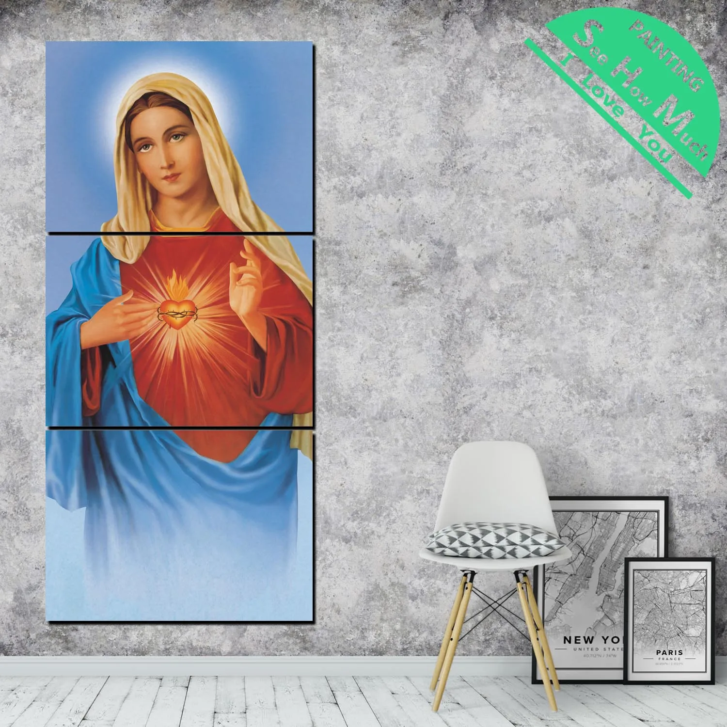 

5 Pieces Blessed Virgin Mary Christian Tradition HD Printed Canvas Painting with Pictures Decoration for Living Room Poster
