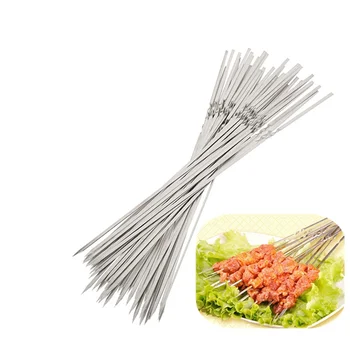 

15pcs! Reusable 33cm metal long skewers Needle stainless steel brochette barbecue sticks grilling bbq tools easy kebab maker