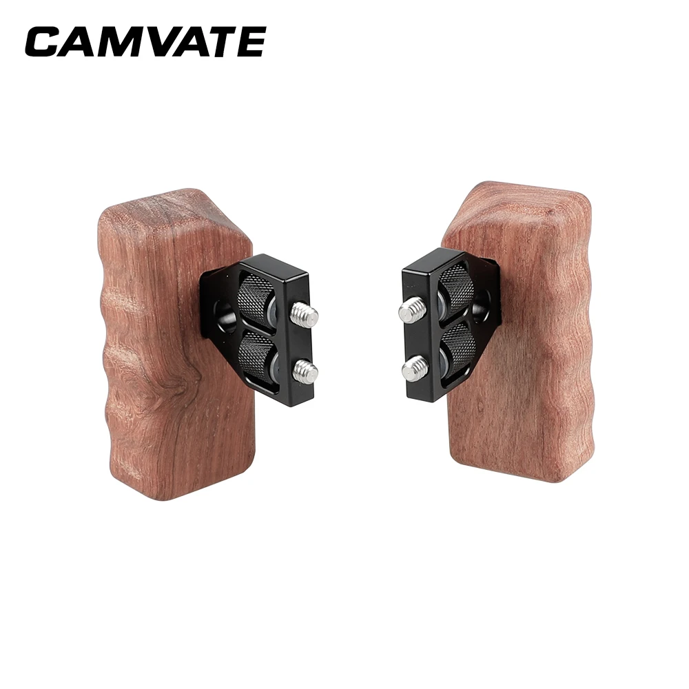  2pcs DSLR Wooden Handle Grip with connector for DV Video Camera Cage C1346
