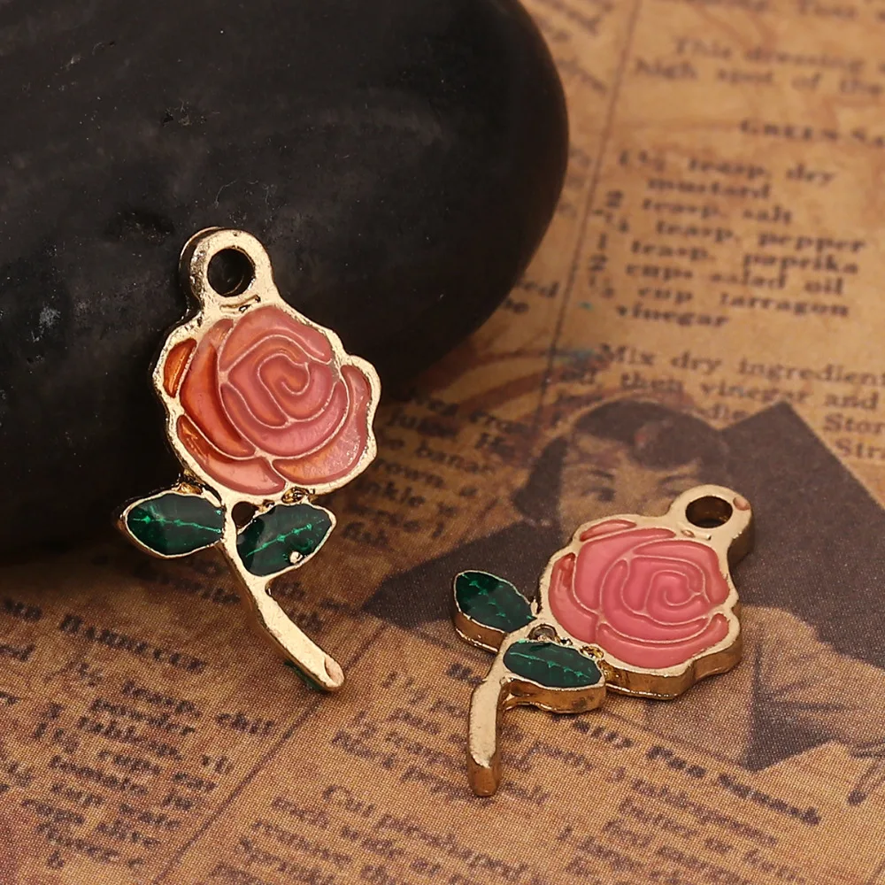 DoreenBeads подвески из цинкового сплава с розовым цветком золотой цвет красный