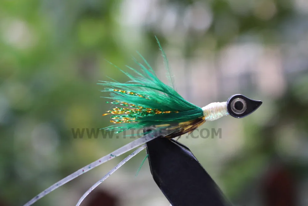 Tigofly 12 Pcs Unique Plastic Eagle Head Tube Fly 4 Colors 2 Sizes 