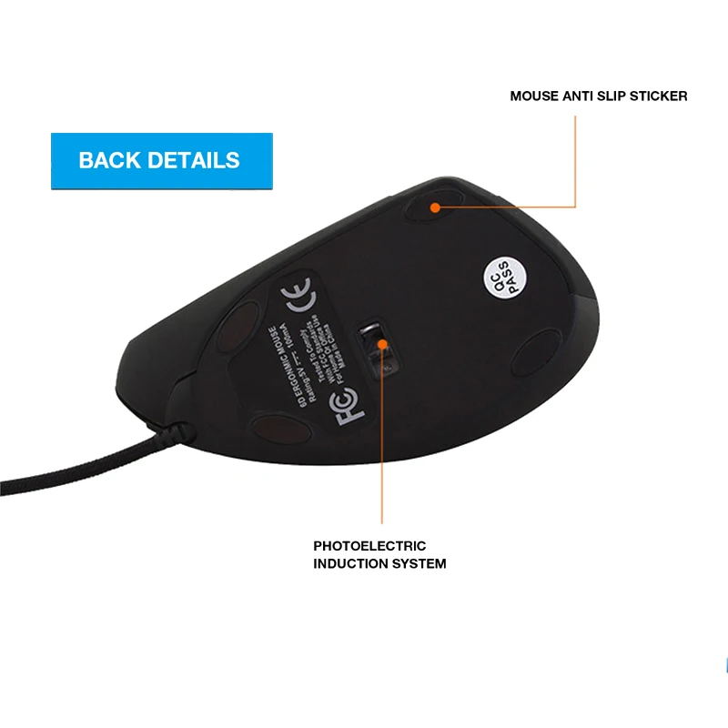 Новая Проводная вертикальная мышь 5-го поколения эргономичная светодиодная подсветка 3200 dpi USB питание от ПК Защита запястья мыши Левая или правая рука