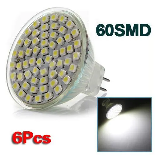 

6x MR16 GU5.3 Blanc 60 SMD 3528 Economie d'energie LED Projecteur ampoule lampe 12V