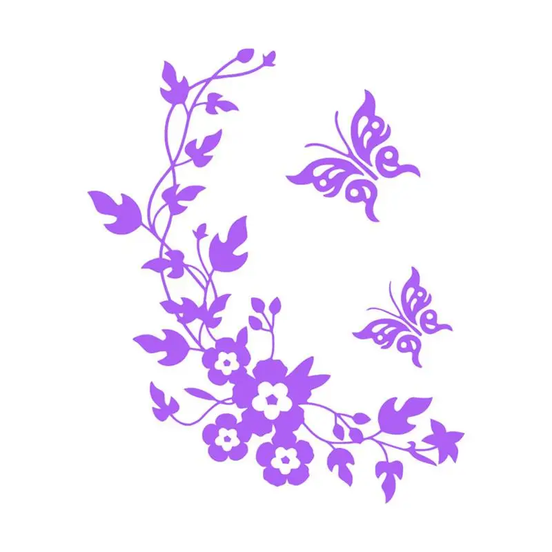 

Butterfly Flower Mural PVC Wall Sticker Bathroom Toilet Seat Sticker Removale Creative Home Decor Decals (Purple)