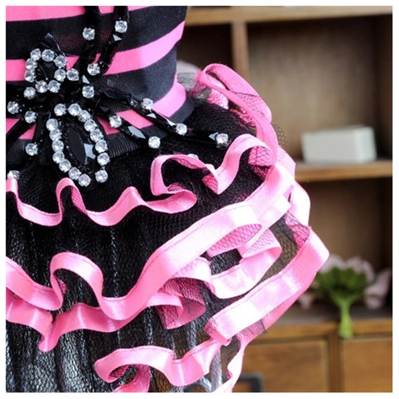 Практичная для домашней собаки платье-пачка полосатая Милая Кружевная юбка с изображением паука одежда принцессы с изображением кошки зеленый M