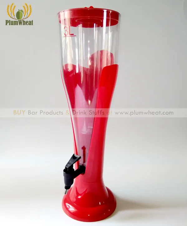 red-3-liters-clover-pattern-beer-tower-dispenser-bt13-1