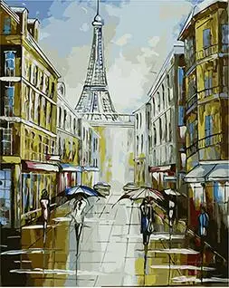 

MaHuaf-W658 Paris Street painting by numbers on canvas wall pictures coloring by numbers with acrylic paints for home decor