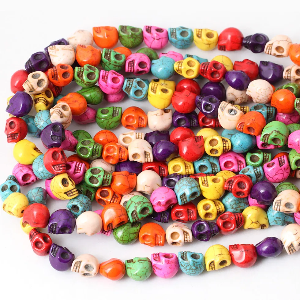 Free shipping Wholesale Dyed Skull Beads Charm for Bracelets Jewelry
