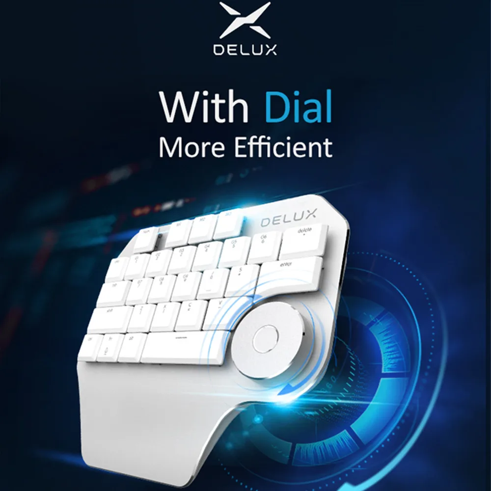 

Delux T11 Ergonomics Designer Keyboard Smart Dial 3 Group Customizable Keys Keypad For PS Wacom Windows Mac Design Software
