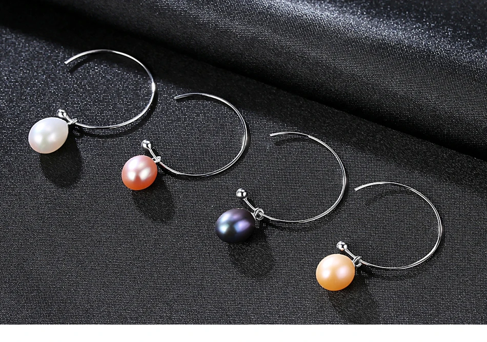 Fenchen Big Circle Freshwater Pearls Drop Earrings Women Fine Jewelry Authentic 925 Sterling Silver Brincos Christmas Gift AE002