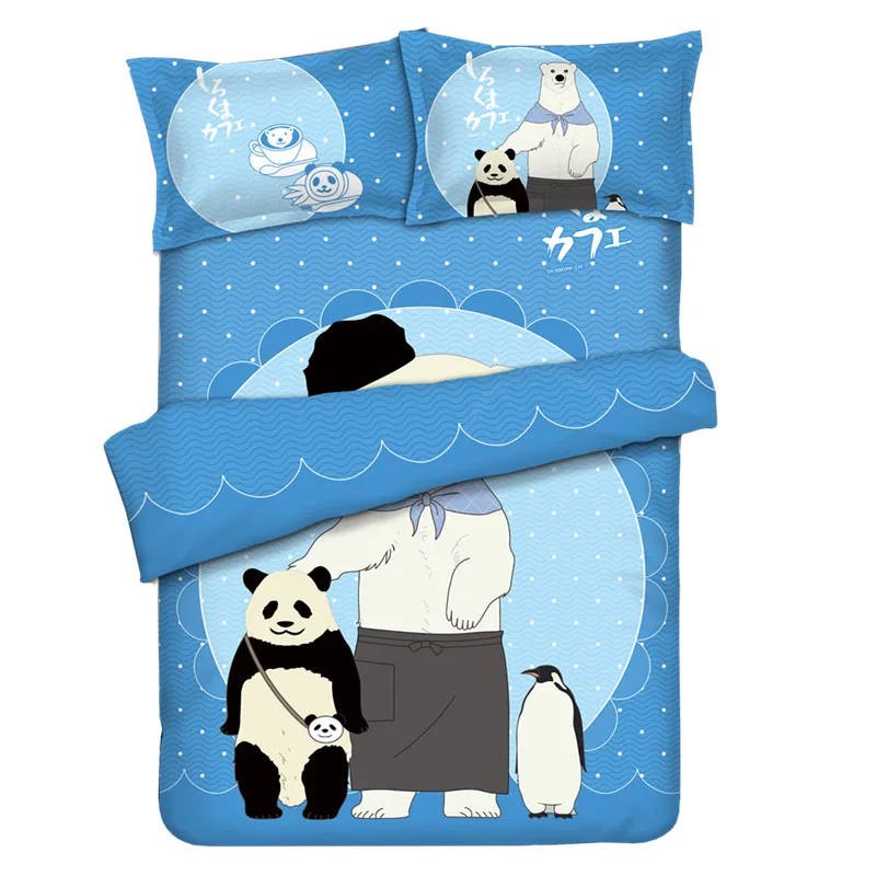 Anime nevresim takımı Shirokuma Cafe karikatür yumuşak baskılı nevresim