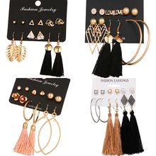 VKME 5 с бахромой листья женские серьги богемные геометрические серьги ткань женские модные ювелирные изделия