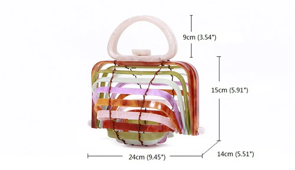 Брендовая дизайнерская акриловая женская сумка летняя пляжная Складная модная сумка стильная Радужная вечерняя сумочка Повседневный клатч кошелек