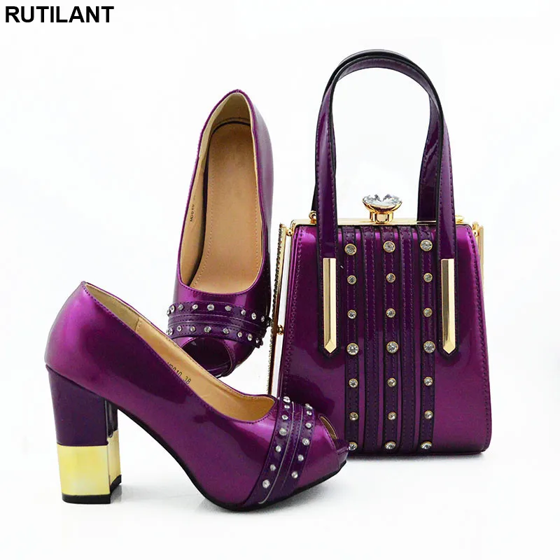 

New Women Shoes and Bag Set In Italy Italian Shoe and Bag Set for Party In Women Ladies Sandals with Heels Slip on Party Shoe