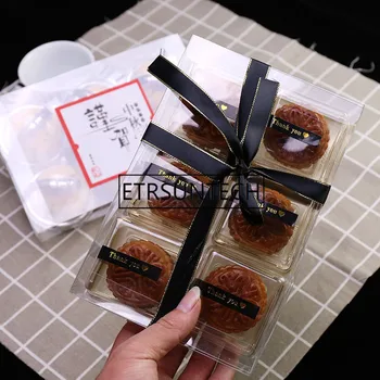 

100pcs/lot PVC Mooncake Egg Yolk Crisp boxes Gift Packaging For wedding Home Party Transparent cake box Maccaron baking box