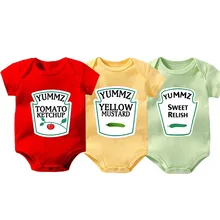 YSCULBUTOL/Детский комбинезон для близнецов, горчичный, милый, с майонезом, для младенцев, пикантный, горячий, с соусом чили, одежда для малышей 0-12 месяцев