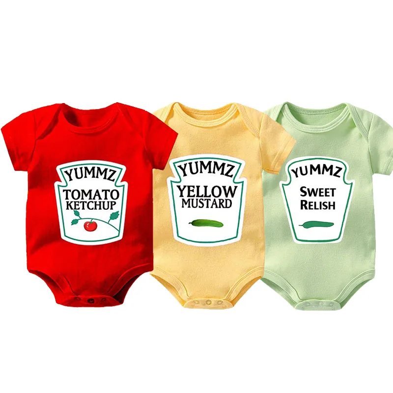 

YSCULBUTOL baby twin MUSTARD SWEET RELISH MAYONNAISE infant bodysuit SPICY HOT CHILI SAUCE baby clothing 0-12M